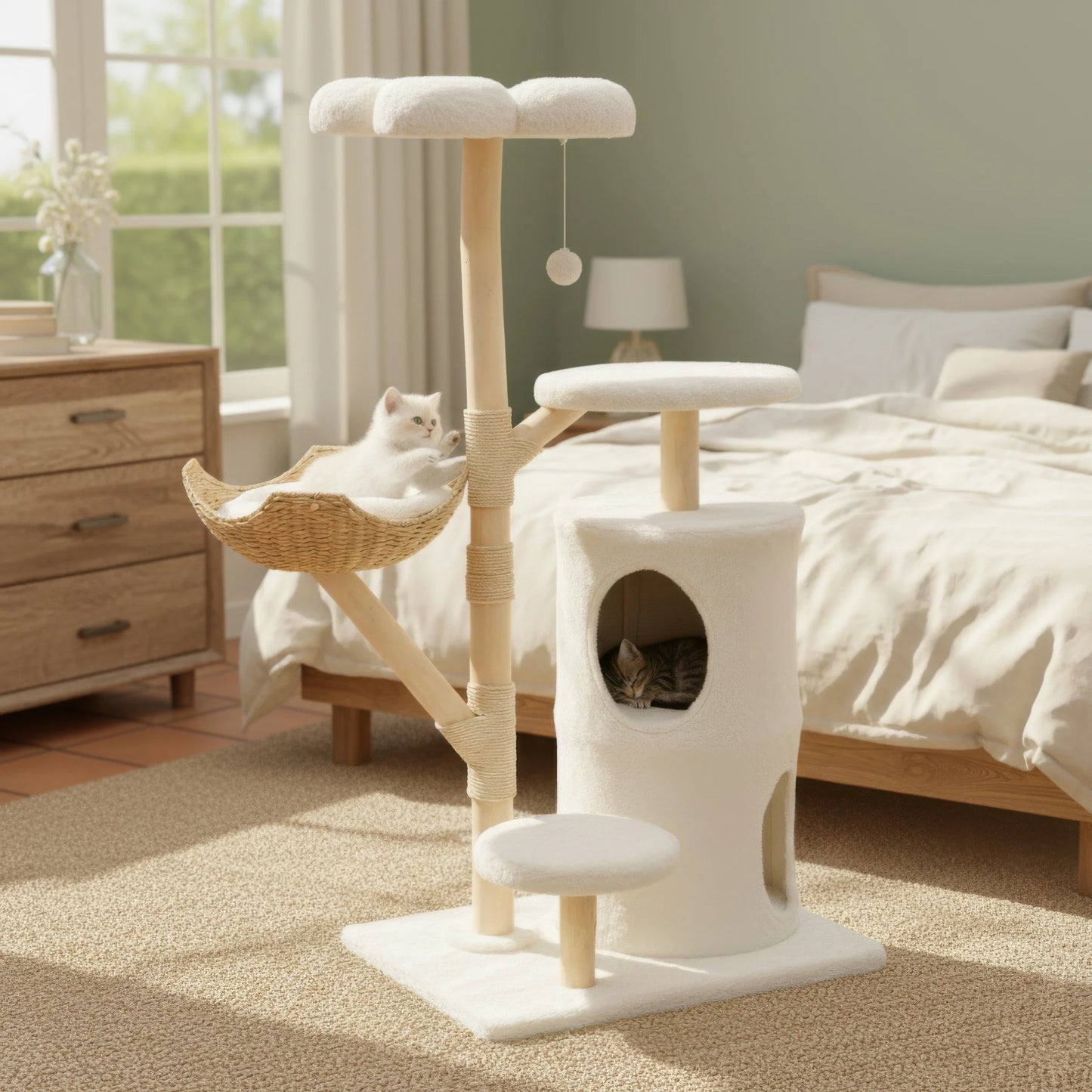 Modern Cat Tree Tower, Branch luxury Cat Condo, Wood Cat Tower, Cat Scratching Tree, Cat Condo, Cat Lover Gift, Luxury Cat