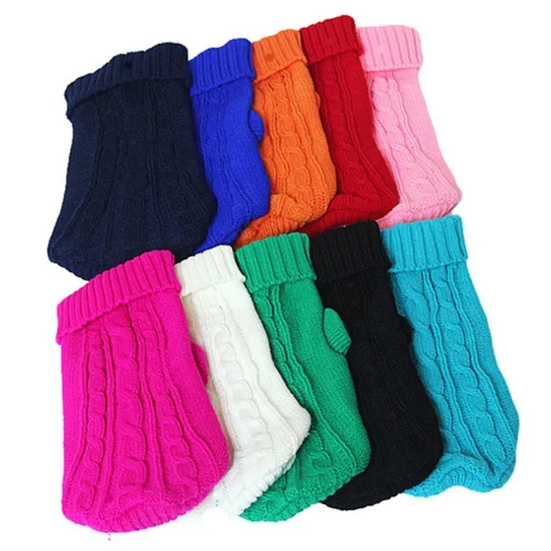 Pure Color Small Medium Pet Dog Sweaters Winter Pet Clothes Warm Sweater Coat Outfit for Cats Clothes Woolly Soft Dog