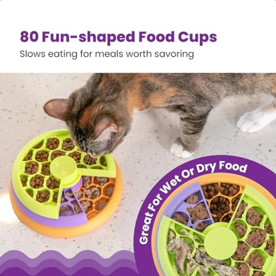 Kitty Lickin' Layers 3Tier Interactive, Cat Slow Feeder , Treat Puzzle, Toy Dry or Wet Food Mental Stimulation ,Foraging 6.6 inches