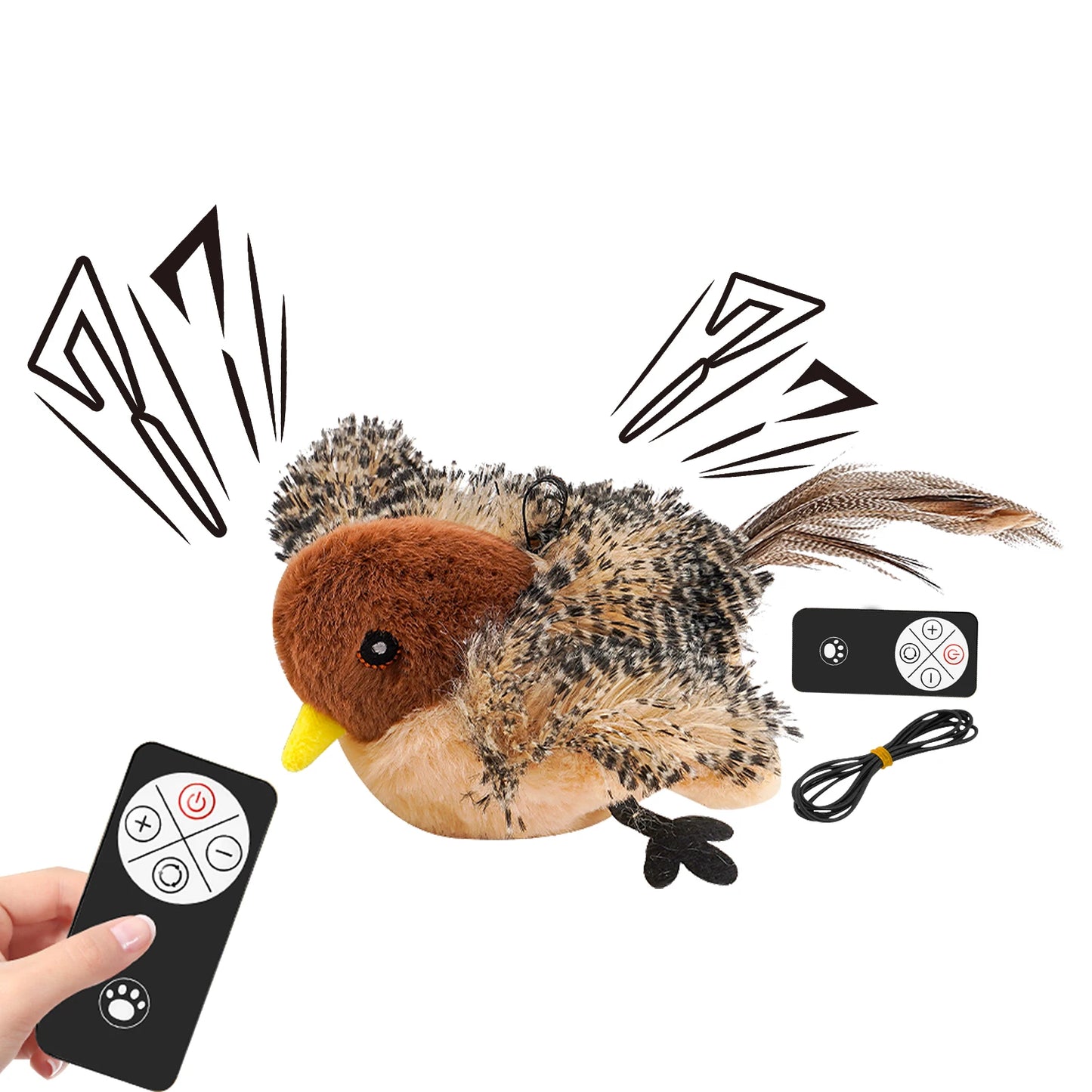 Chirping Bird Toy Plush, Chirping Cat Toy Interactive Bird Cat Feather, Toy Melodys Chaser For Kitten
