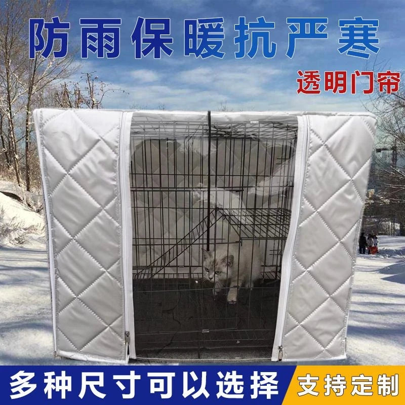 Cotton Waterproof Dog Cage Cover for warmth, Winter Outdoor shelter for Strays And Dogs Double Layer Warmth ,Ox Cloth Material