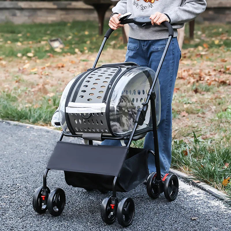 New Pet Stroller for Outdoor Travel, Lightweight, Foldable and Detachable, Suitable for Small and Medium-sized Dogs and Cats 202