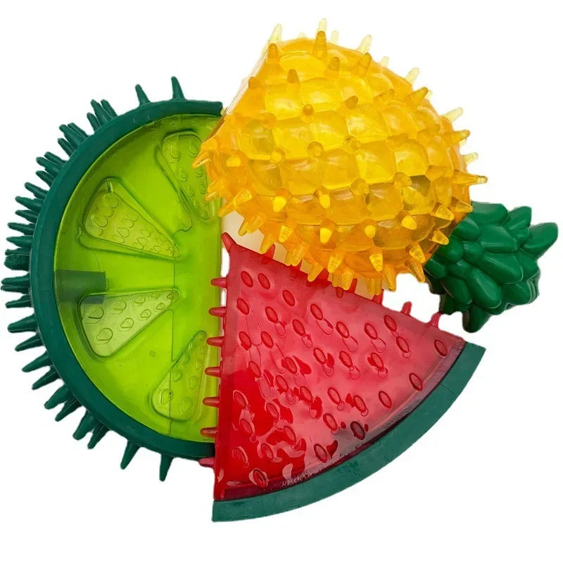 Pet Cooling Chew Toy , Reusable Dog Cat Toy , Teething Summer Cooling, Watermelon,  Pineapple,  Lemon, Durable Ice Frozen Fruit Shape Toys