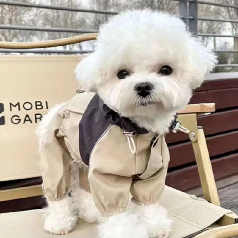 Pet Waterproof Raincoat,  Four-legged Work Jacket, Patchwork Windproof Cat Dog Coats,  Jackets Keep Warm,  Jumpsuit , Coats Accessories