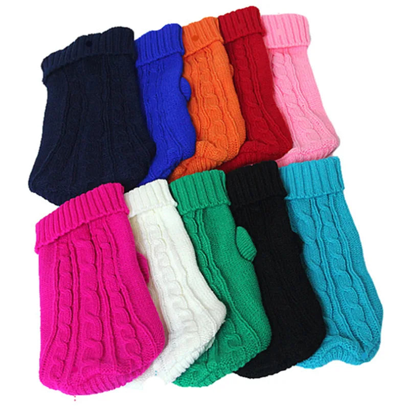 Pure Color Small Medium Pet Dog Sweaters Winter Pet Clothes Warm Sweater Coat Outfit for Cats Clothes Woolly Soft Dog