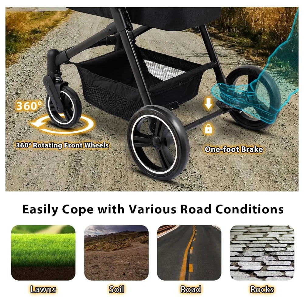Foldable Double Pet Stroller for 2 Small Medium Cats Dogs, Lightweight Single and Double Integrated Pet Stroller