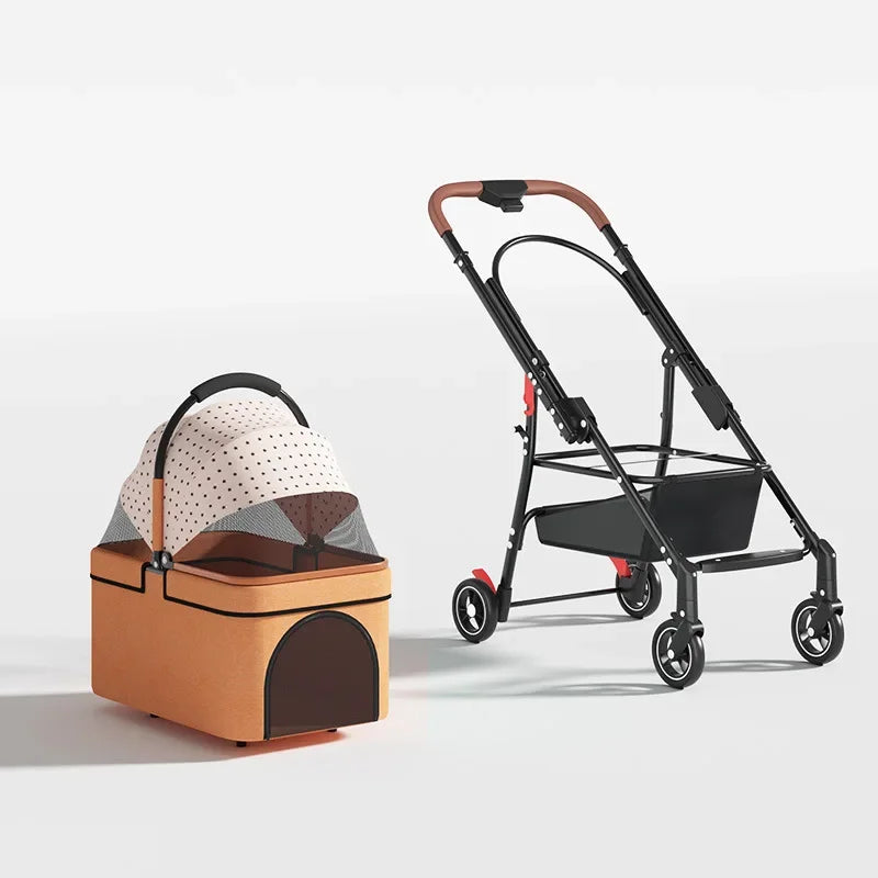 2 in 1 Foldable Pet Travel Carrier for Small/Medium Dogs Cats up to 50lbs, Detachable Portable Pet Bag stroller pet ,【One-Pull Open】