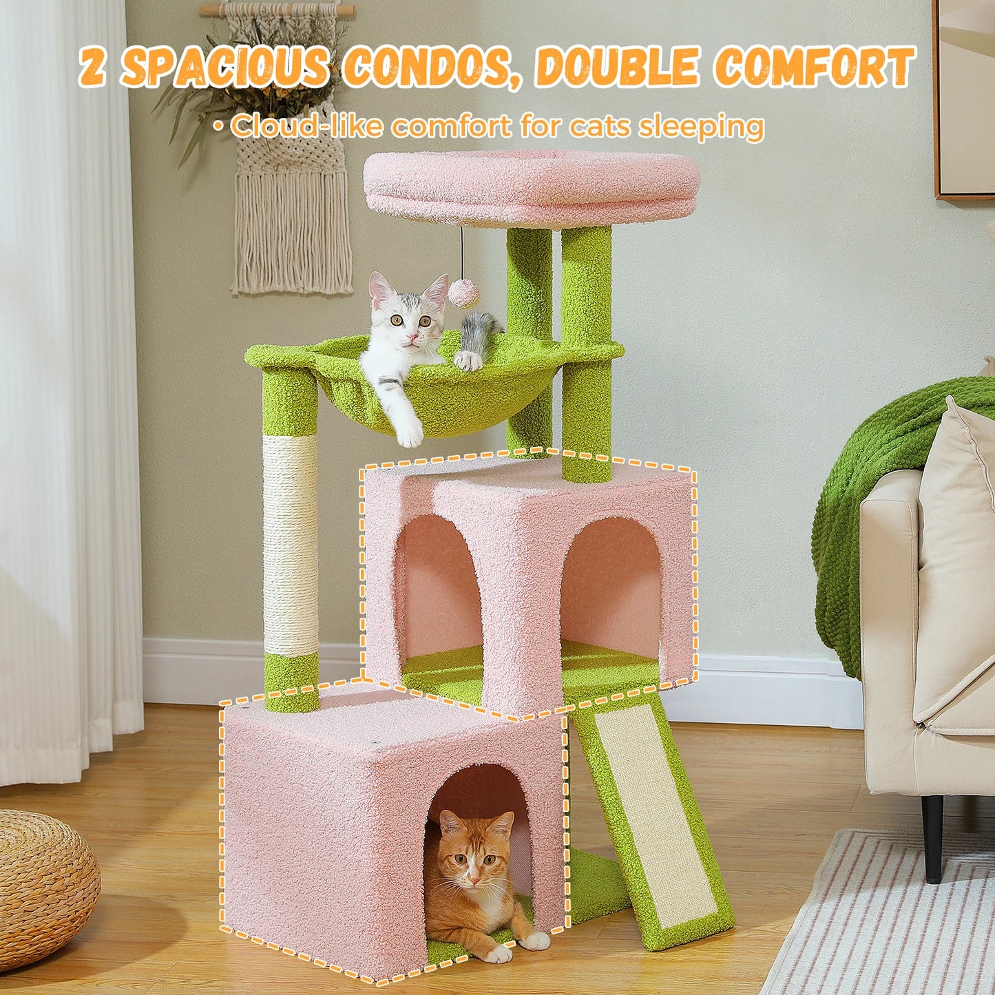 Large Cat Tree for Indoor Cats , Multi-Level Cat Tower with Spacious Condos , Sisal Scratching Pad, Kitten House, Accessories Cat Toys