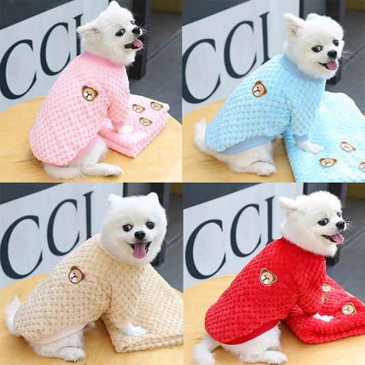 Winter Pet Dog Clothes,  Bear Print Dog Hoodie,  Soft Warm Puppy Sweatshirt , Chihuahua, French Bulldog, Coat Jacket Fashion, Dog Costume