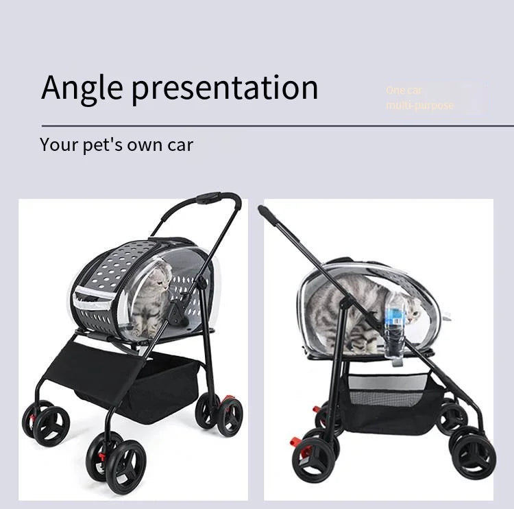 New Pet Stroller for Outdoor Travel, Lightweight, Foldable and Detachable, Suitable for Small and Medium-sized Dogs and Cats 202