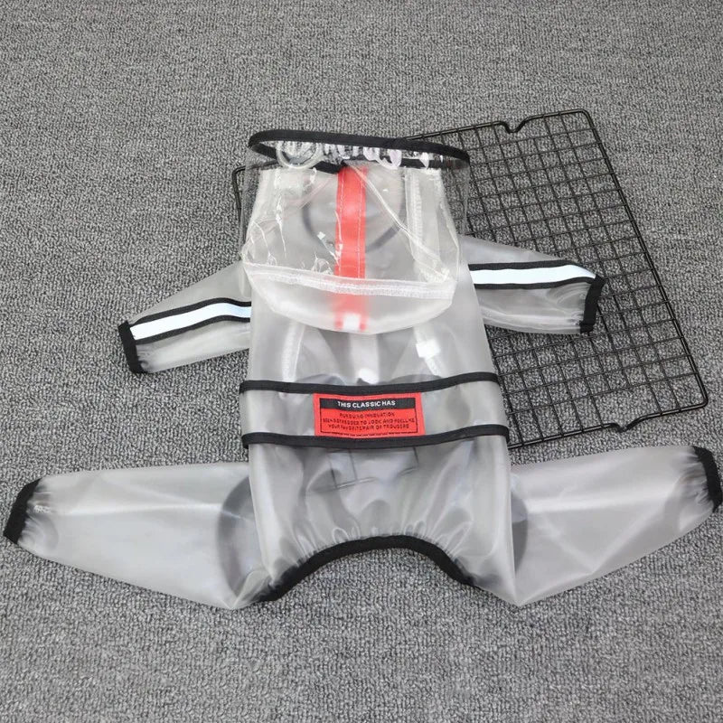 Dog Raincoat, Puppy Four Feet Hooded Transparent Waterproof Windproof Teddy ,Small , Large Dogs Rain Out Clothes For Pets