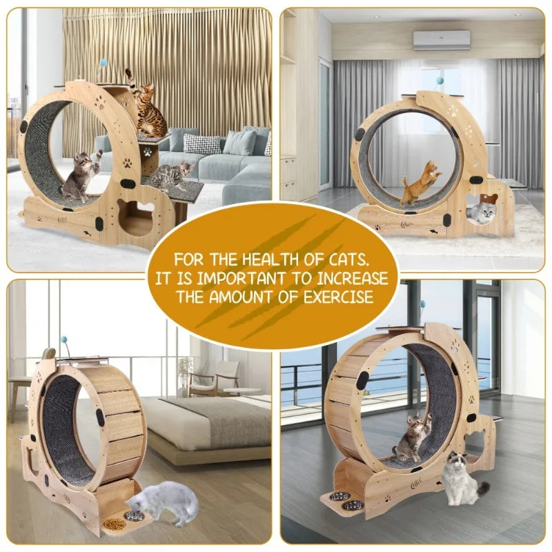 Wooden cat fitness wheel, cat running and walking wheel indoor cat furniture ,cat toys pet fitness equipment