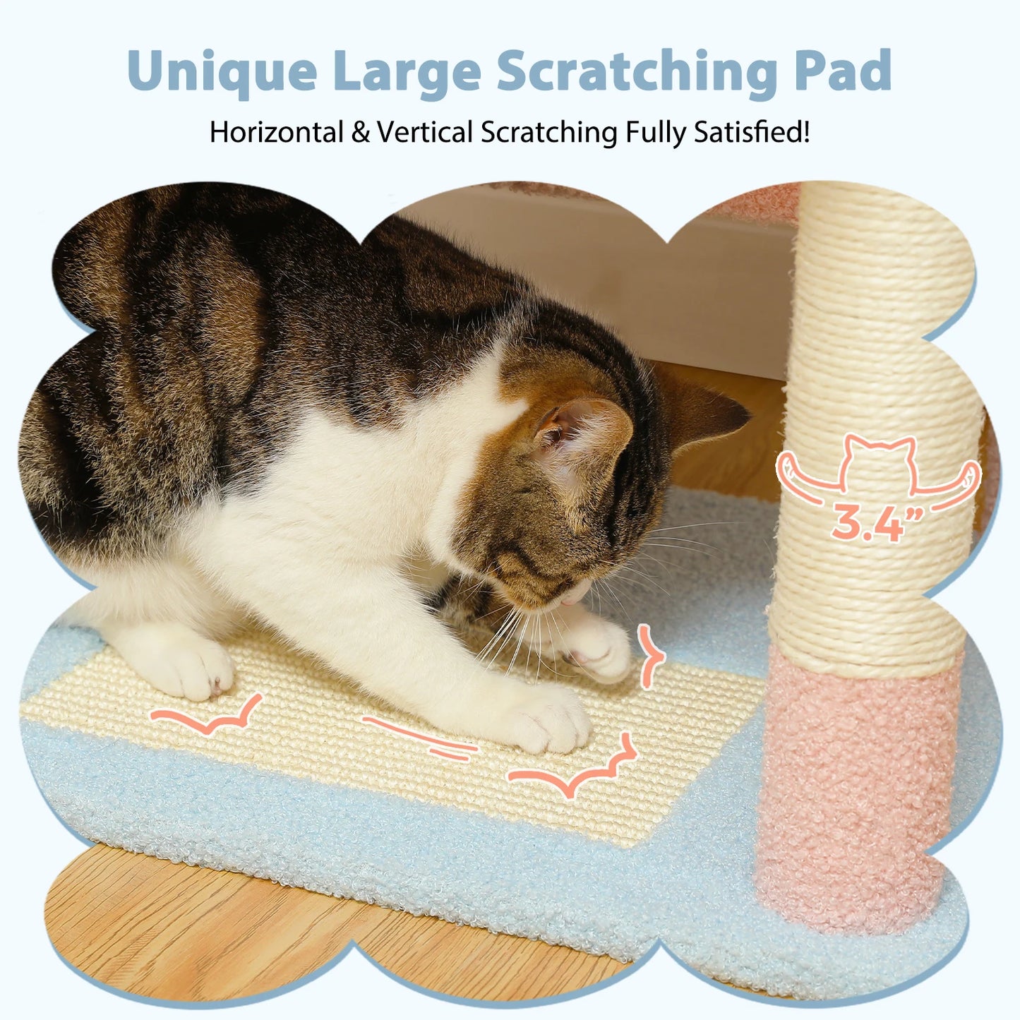 Multi-Level Cat Tree Tower with Scratching Posts &  Board , Hammock, Cat Condo, Spacious Top Perch,Dangling Balls for Indoor Cats