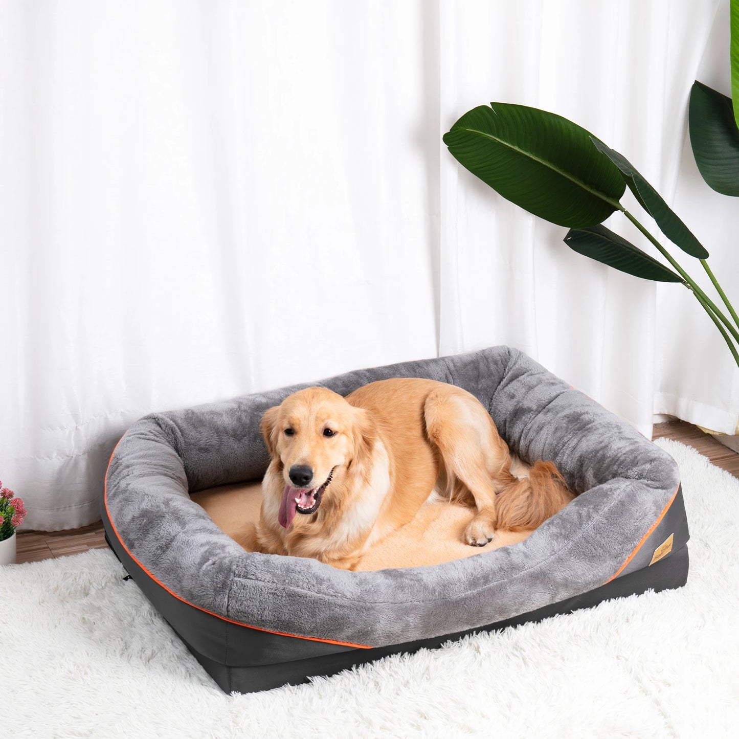 Large Dog Bed ,Soft Comfortable, Anti Allergy ,Warm Fleece Removable Washable Cover , Pet Bed Waterproof