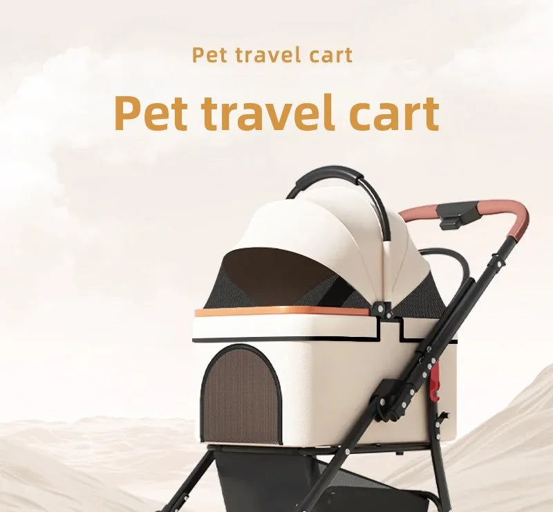 2 in 1 Foldable Pet Travel Carrier for Small/Medium Dogs Cats up to 50lbs, Detachable Portable Pet Bag stroller pet ,【One-Pull Open】