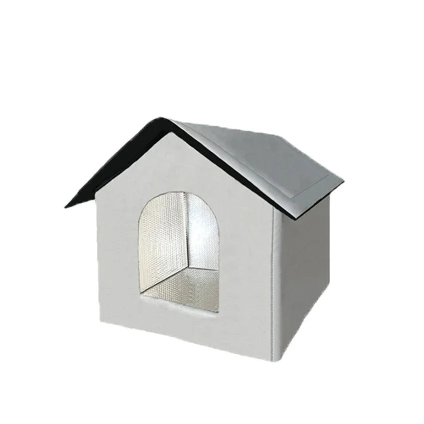 Large Outdoor Insulated Cat & Dog House -Winter Warm Elevated Shelter with Curtain Roof, Sturdy Zipper-Access Door & Stable Base