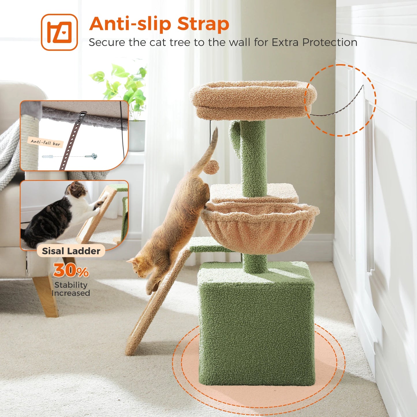 Small Cat Tree, Cat Tower with Natural Sisal Scratching Post, Spacious Top Perch, Private Cat Condo, Perfect for Indoor Cats,,Cat Toy