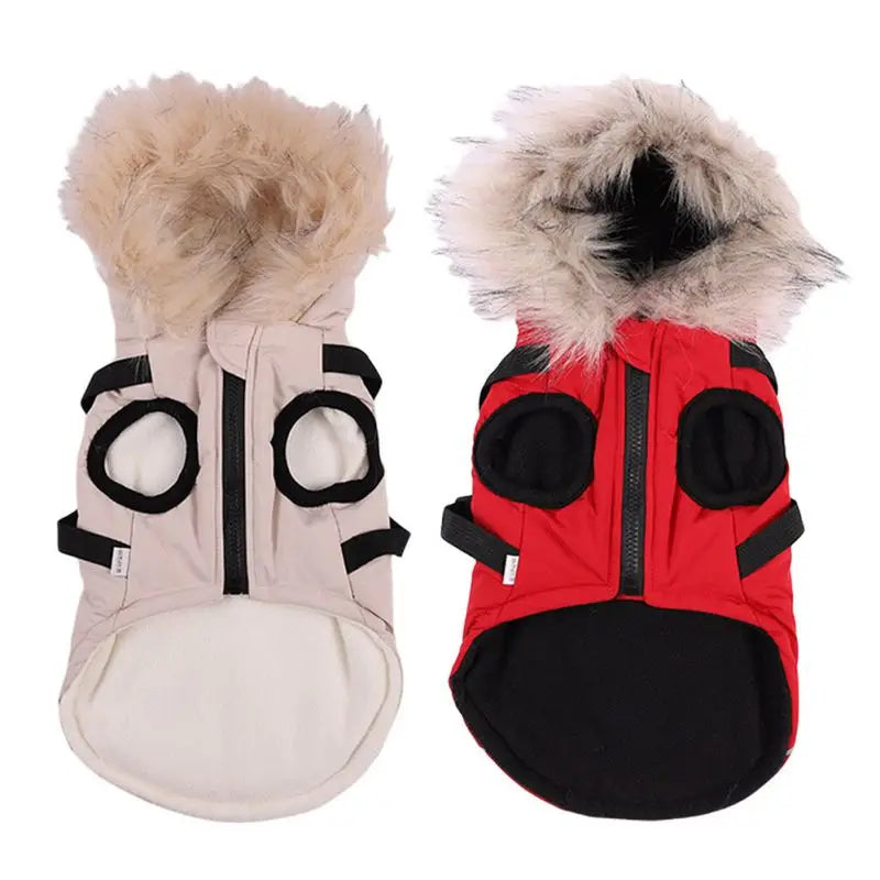 Winter Pet Dog Jacket With Harness, Warm Dog Clothes Waterproof Hooded Coat for Small Medium Dogs Chihuahua French Bulldog Outfit