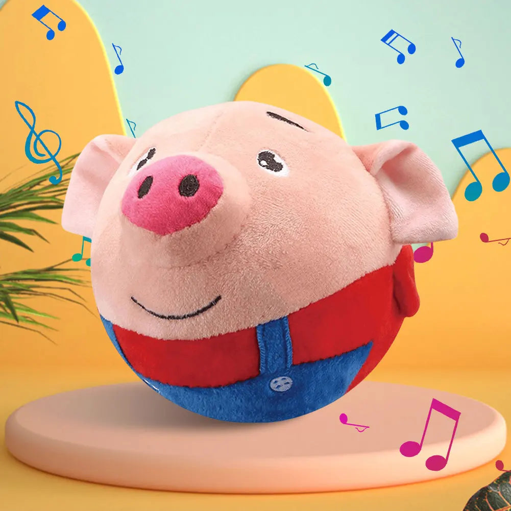 Cartoon Animal Active Moving Pet Plush Toy, USB Rechargeable Interactive Dog Toys, Pet Bouncing Balls for Dogs Cats
