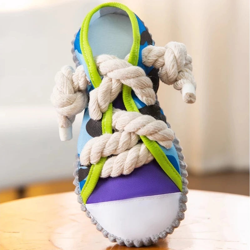 Dog Squeak Toy, Teeth Grinding,  Bite Resistant Slippers Shape. Puppy Chew Toy With Cotton Rope. Pet Chewing Toys. Dog Toys
