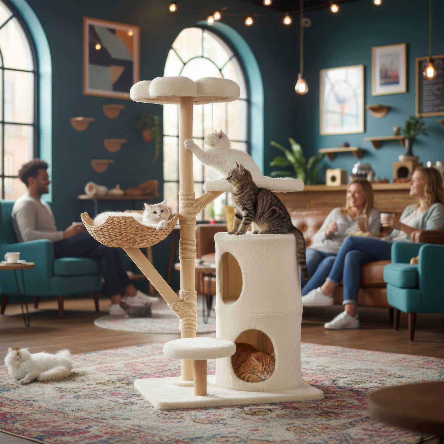 Modern Cat Tree Tower, Branch luxury Cat Condo, Wood Cat Tower, Cat Scratching Tree, Cat Condo, Cat Lover Gift, Luxury Cat