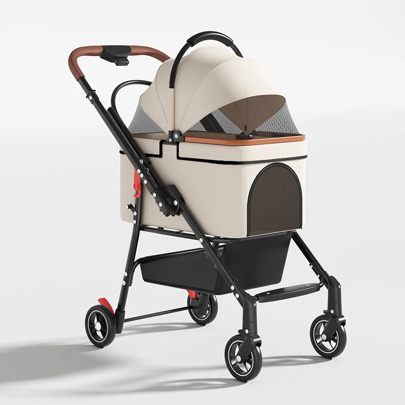 2 in 1 Foldable Pet Travel Carrier for Small/Medium Dogs Cats up to 50lbs, Detachable Portable Pet Bag stroller pet ,【One-Pull Open】