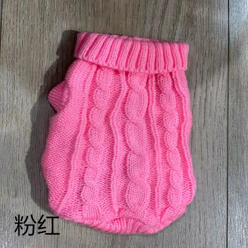 Pure Color Small Medium Pet Dog Sweaters Winter Pet Clothes Warm Sweater Coat Outfit for Cats Clothes Woolly Soft Dog
