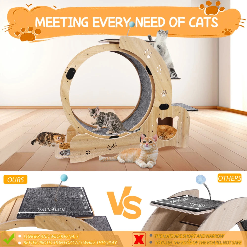 Wooden cat fitness wheel, cat running and walking wheel indoor cat furniture ,cat toys pet fitness equipment