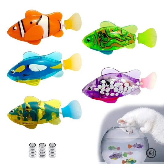 Cat Toy LED Inductive Interactive Swimming Robot Fish Toys, Glowing Electric Fish, Stimulate Kitten Hunting Instinct Pet Products