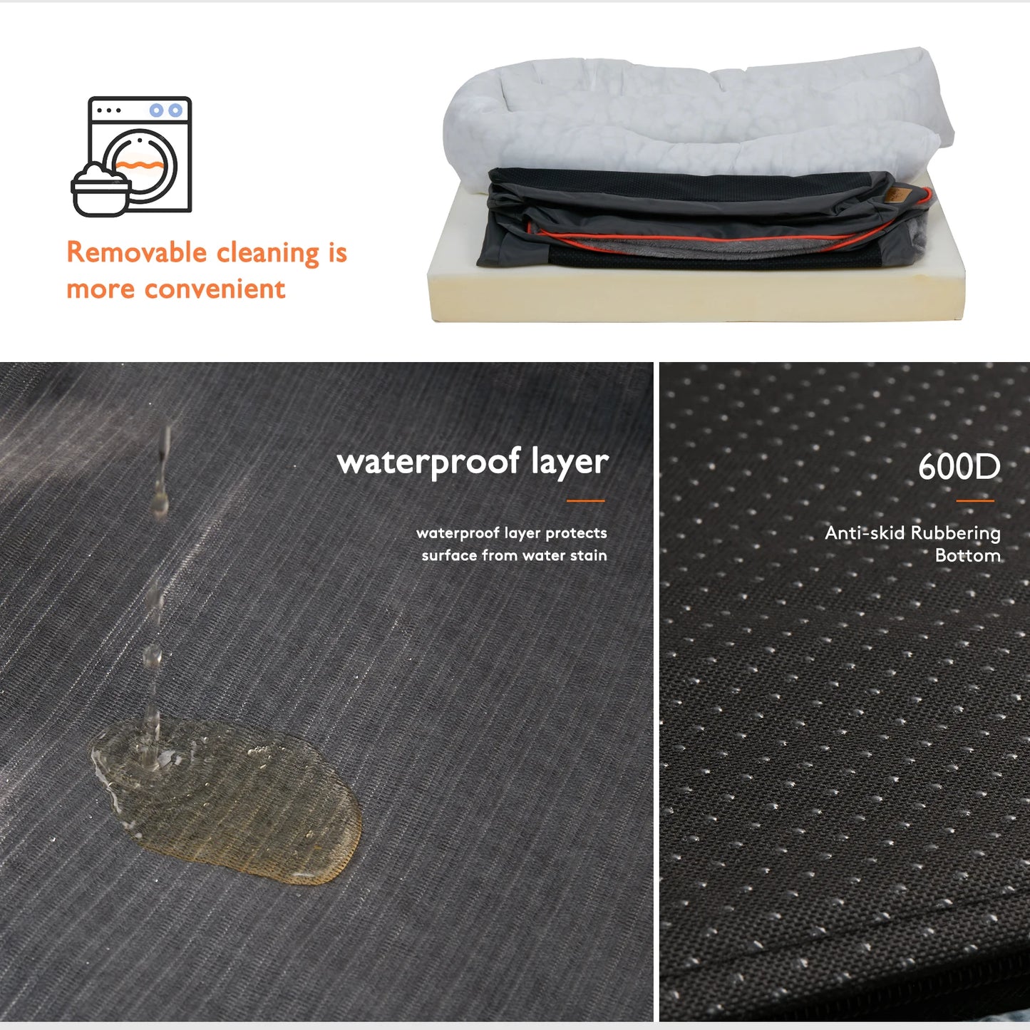 Large Dog Bed ,Soft Comfortable, Anti Allergy ,Warm Fleece Removable Washable Cover , Pet Bed Waterproof