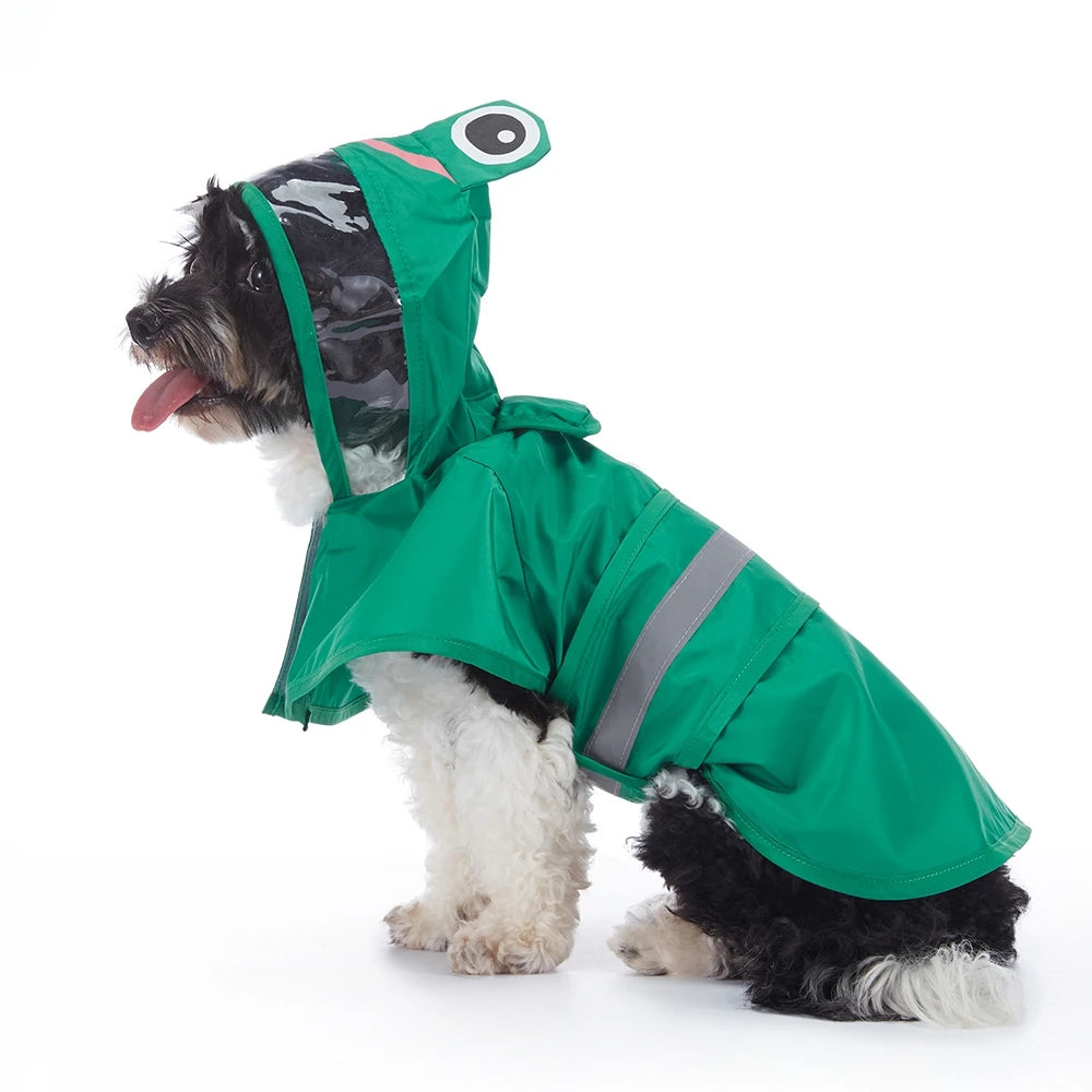 Fashionable Reflective Pet Dog Raincoat, Cute Animal Raincoat Pet Hooded Waterproof Jacket, Clothes Dog Clothes for Big Dogs