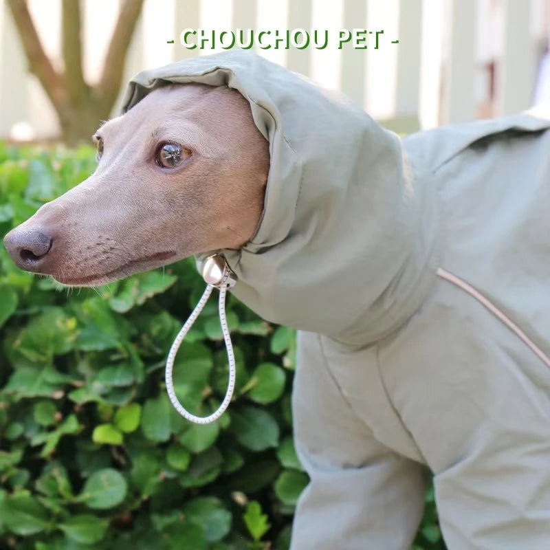 Italian Greyhound Raincoat, Autumn and Winter Outdoor Pet Jacket ,Whippet Windproof and Rainproof Dog Clothes