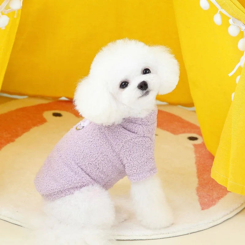 Fleece Dog Clothes Solid Warm Hoodie Sweater Chihuahua Yorkies Coat for Small Medium Dog Puppy Jacket Pet Apparel