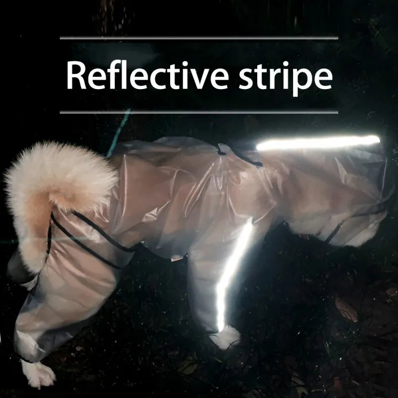 Dog Raincoat, Puppy Four Feet Hooded Transparent Waterproof Windproof Teddy ,Small , Large Dogs Rain Out Clothes For Pets