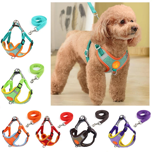 Small Medium Dogs Harness, Vest Walking Traction Rope Reflective Straps, Soft Mesh Harness ,,Breathable Pet Supplies