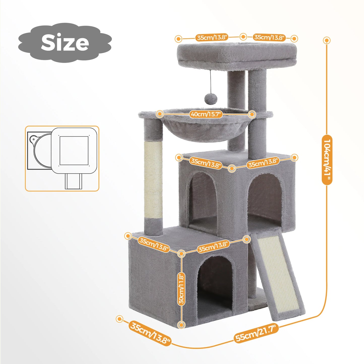 Large Cat Tree for Indoor Cats , Multi-Level Cat Tower with Spacious Condos , Sisal Scratching Pad, Kitten House, Accessories Cat Toys