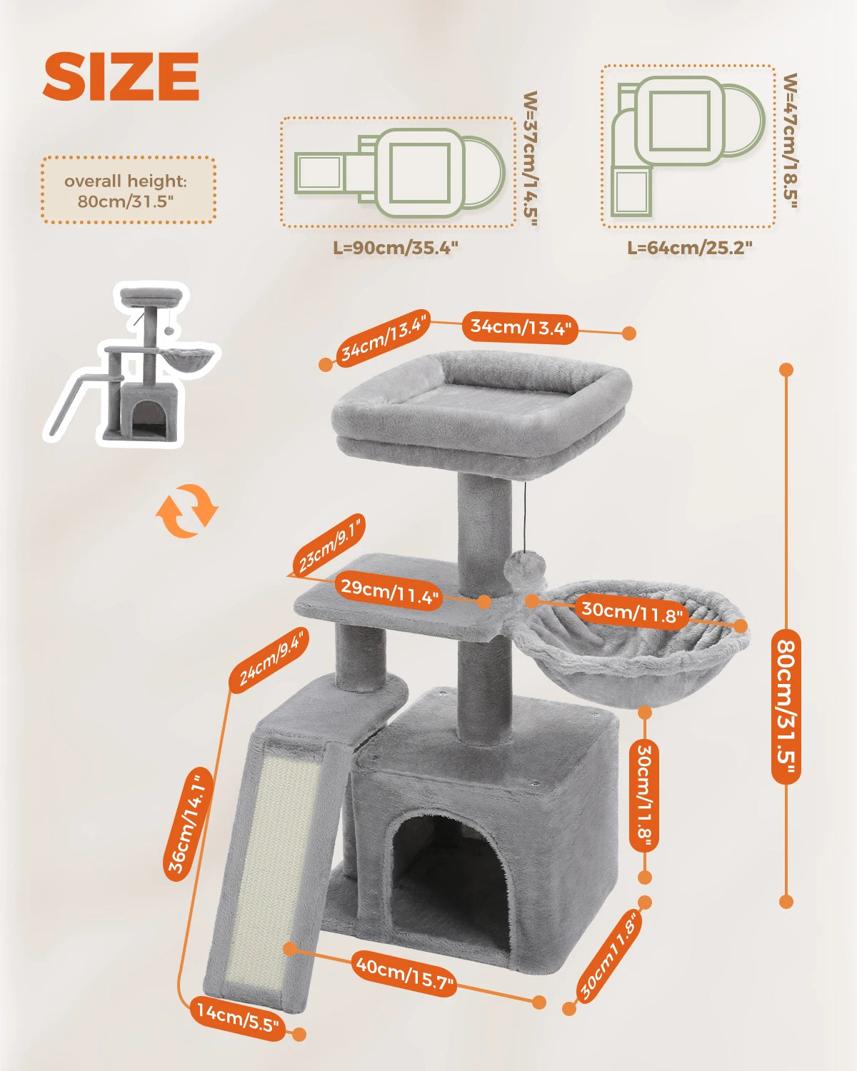 Small Cat Tree, Cat Tower with Natural Sisal Scratching Post, Spacious Top Perch, Private Cat Condo, Perfect for Indoor Cats,,Cat Toy