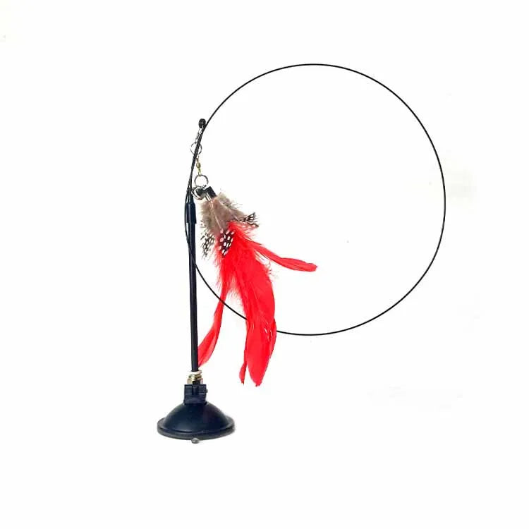 Funny Cat Toy Folorful Fluffy Feather With Bell Sucker Cat Stick Toy Kitten Play Interactive Detachable Teaser Wand Cat Supplies