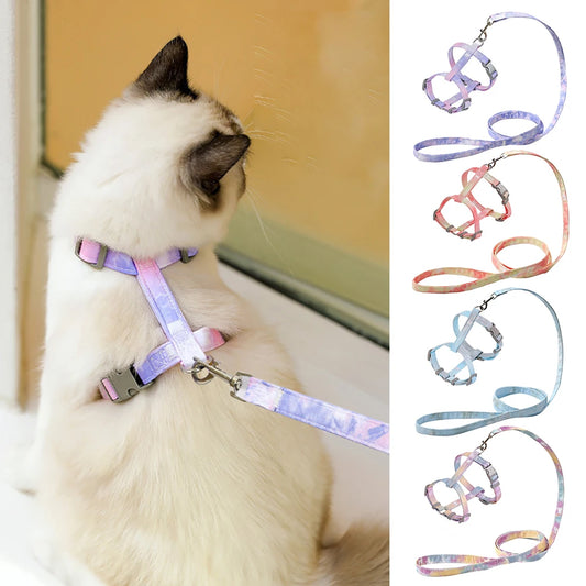 H-Type Cat Harness Vest - Escape-Proof , Soft Kitten Harness with Leash Set, Adjustable Breathable Safety Vest for Indoor Outdoor