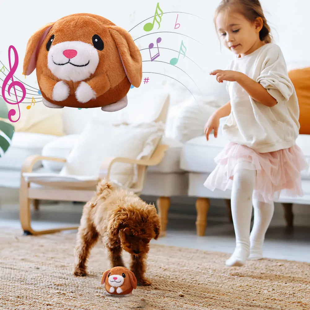 Cartoon Animal Active Moving Pet Plush Toy, USB Rechargeable Interactive Dog Toys, Pet Bouncing Balls for Dogs Cats