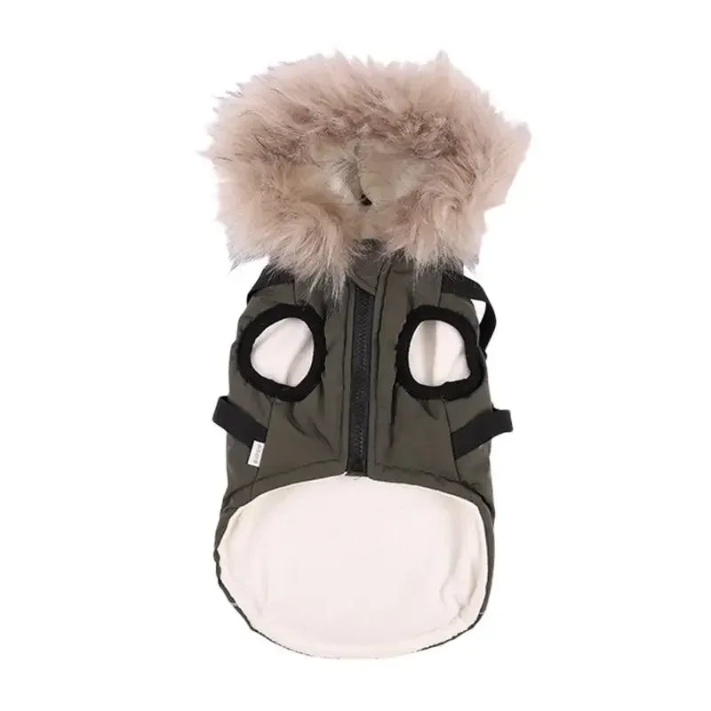 Winter Pet Dog Jacket With Harness, Warm Dog Clothes Waterproof Hooded Coat for Small Medium Dogs Chihuahua French Bulldog Outfit