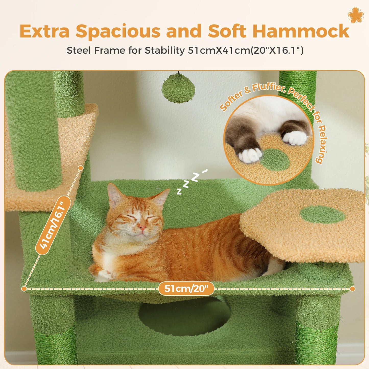 Multi-Level Cat Tree Tower with Scratching Posts &  Board , Hammock, Cat Condo, Spacious Top Perch,Dangling Balls for Indoor Cats