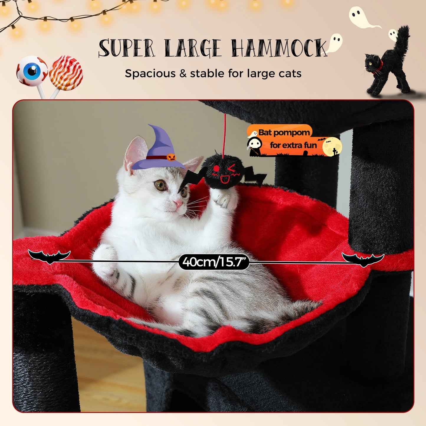 Large Cat Tree for Indoor Cats , Multi-Level Cat Tower with Spacious Condos , Sisal Scratching Pad, Kitten House, Accessories Cat Toys