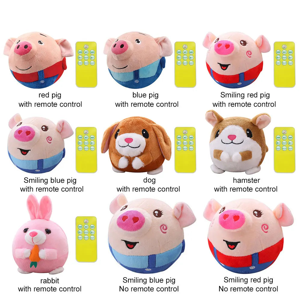 Cartoon Animal Active Moving Pet Plush Toy, USB Rechargeable Interactive Dog Toys, Pet Bouncing Balls for Dogs Cats