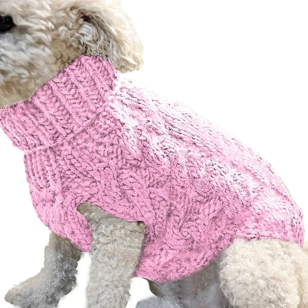 Winter Warm Dog, Cats Sweater Turtleneck, Easy Wear Open Front Pet Pullover for Small Medium Dogs, Soft Machine Washable Knit Coat