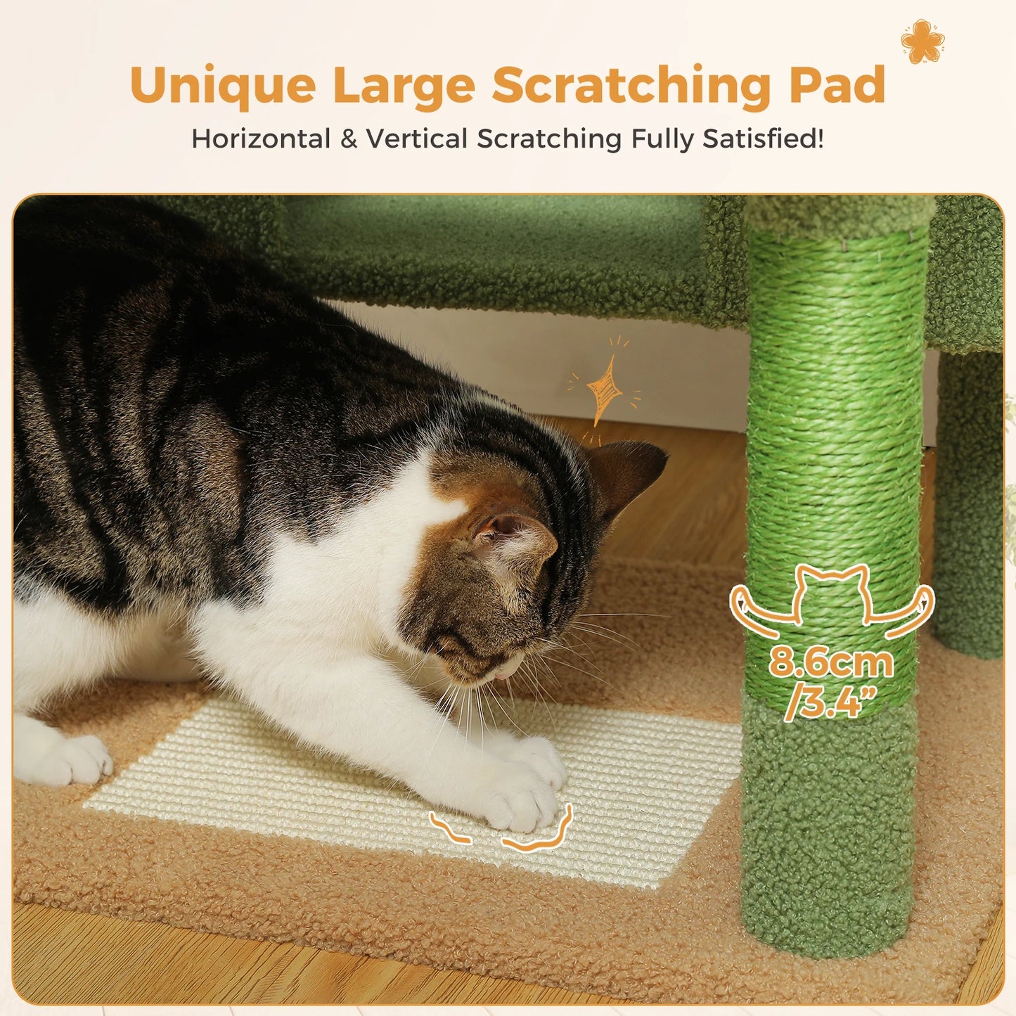 Multi-Level Cat Tree Tower with Scratching Posts &  Board , Hammock, Cat Condo, Spacious Top Perch,Dangling Balls for Indoor Cats