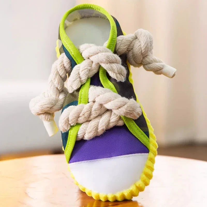 Dog Squeak Toy, Teeth Grinding,  Bite Resistant Slippers Shape. Puppy Chew Toy With Cotton Rope. Pet Chewing Toys. Dog Toys