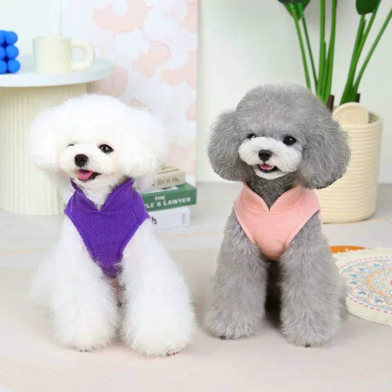 Warm Fleece Dogs Clothes, Pet Dog Jacket Vest With D-Ring For Small Dog ,Cats Clothing, French Bulldog , Chihuahua Coat