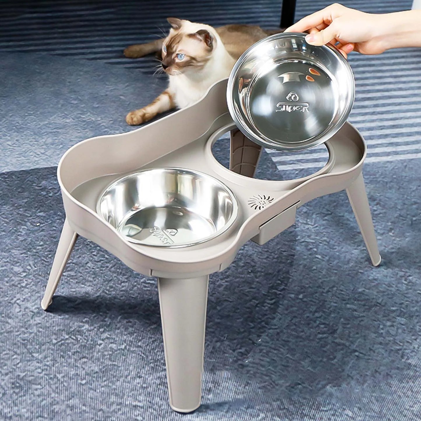 Raised Stand Elevated Dog Feeder, Non-Slip and No Spill Design Bowl, Pet Supplies Suitable for Improve Posture and Comfort ,-US