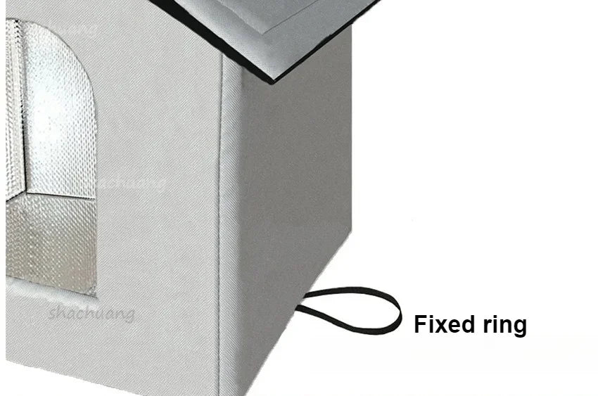 Large Outdoor Insulated Cat & Dog House -Winter Warm Elevated Shelter with Curtain Roof, Sturdy Zipper-Access Door & Stable Base